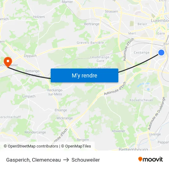 Gasperich, Clemenceau to Schouweiler map