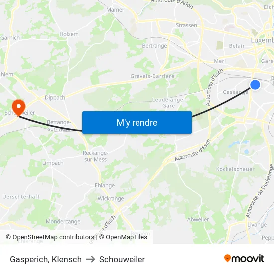 Gasperich, Klensch to Schouweiler map