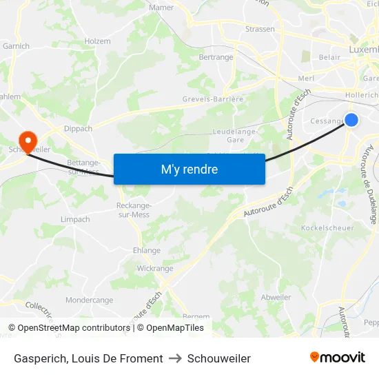 Gasperich, Louis De Froment to Schouweiler map