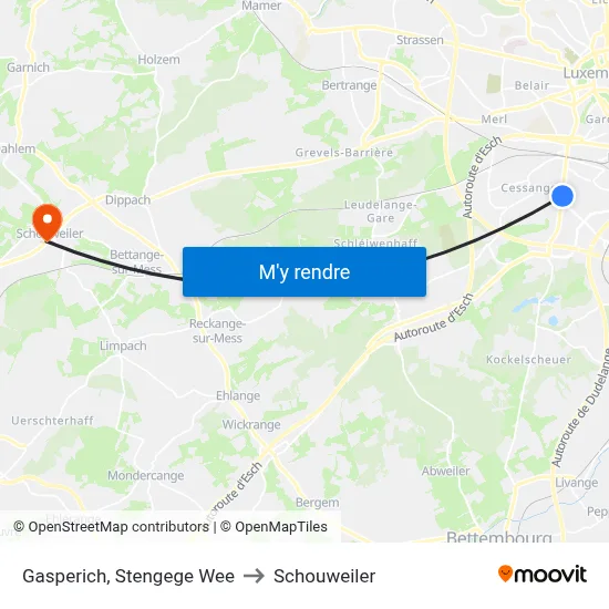Gasperich, Stengege Wee to Schouweiler map