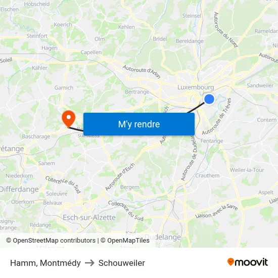 Hamm, Montmédy to Schouweiler map