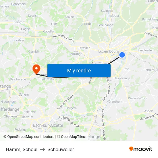 Hamm, Schoul to Schouweiler map