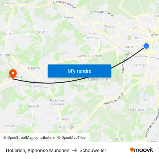 Hollerich, Alphonse Munchen to Schouweiler map