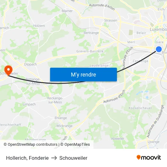 Hollerich, Fonderie to Schouweiler map