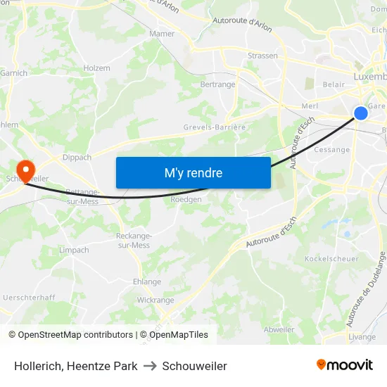 Hollerich, Heentze Park to Schouweiler map