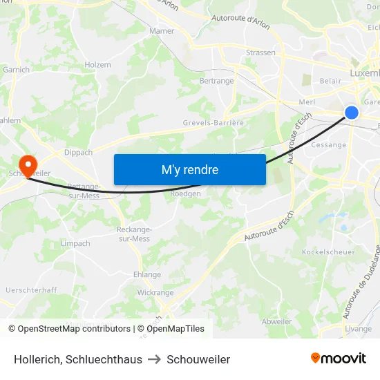 Hollerich, Schluechthaus to Schouweiler map