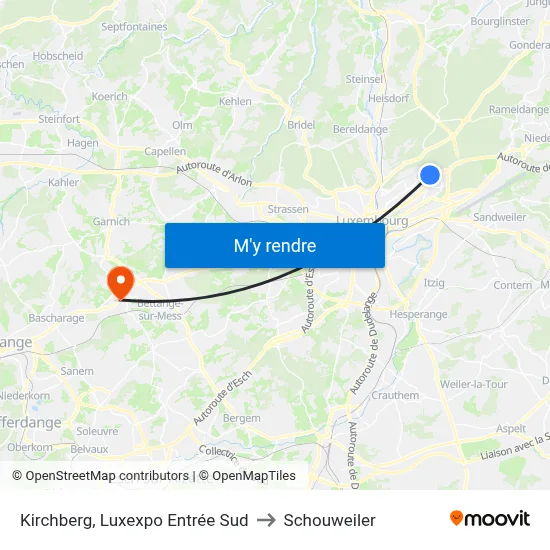 Kirchberg, Luxexpo Entrée Sud to Schouweiler map