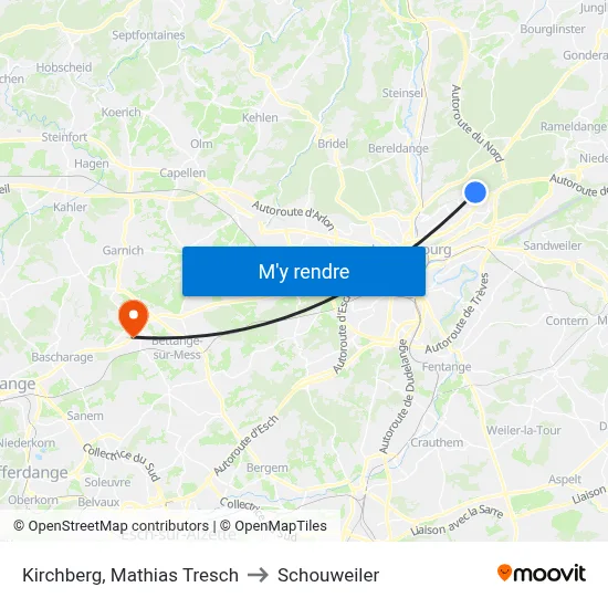 Kirchberg, Mathias Tresch to Schouweiler map