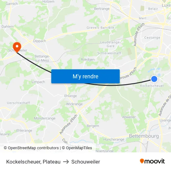 Kockelscheuer, Plateau to Schouweiler map