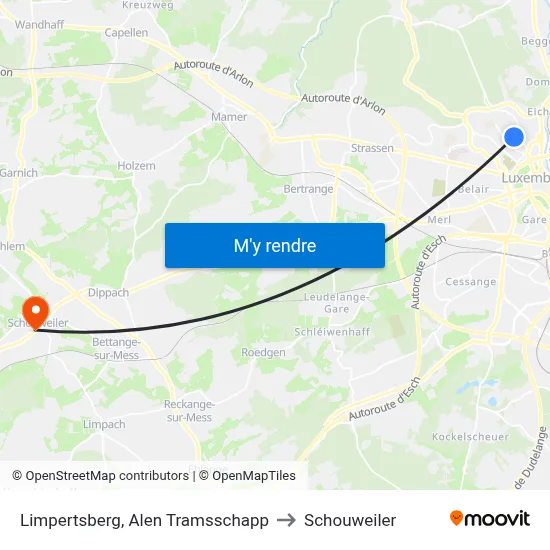Limpertsberg, Alen Tramsschapp to Schouweiler map