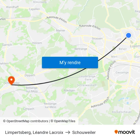 Limpertsberg, Léandre Lacroix to Schouweiler map