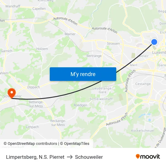 Limpertsberg, N.S. Pierret to Schouweiler map