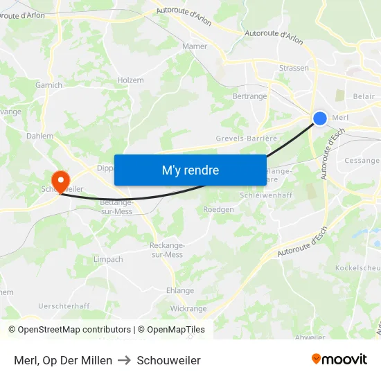 Merl, Op Der Millen to Schouweiler map