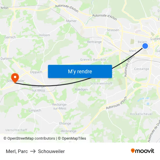 Merl, Parc to Schouweiler map