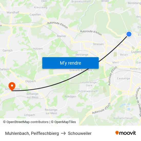 Muhlenbach, Peiffeschbierg to Schouweiler map