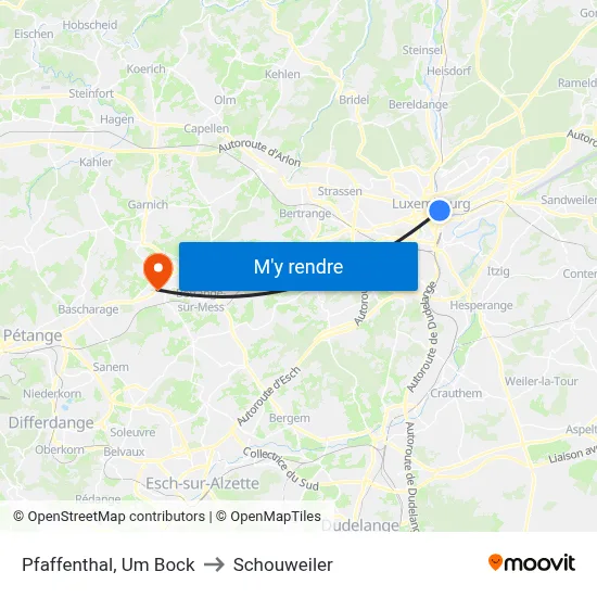 Pfaffenthal, Um Bock to Schouweiler map