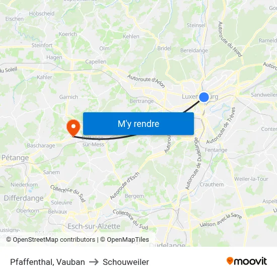 Pfaffenthal, Vauban to Schouweiler map