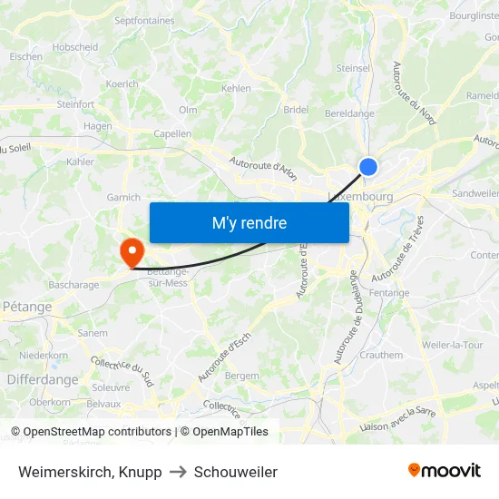 Weimerskirch, Knupp to Schouweiler map
