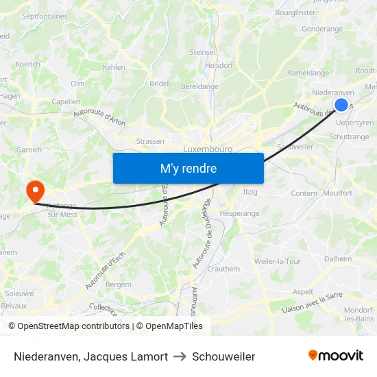 Niederanven, Jacques Lamort to Schouweiler map