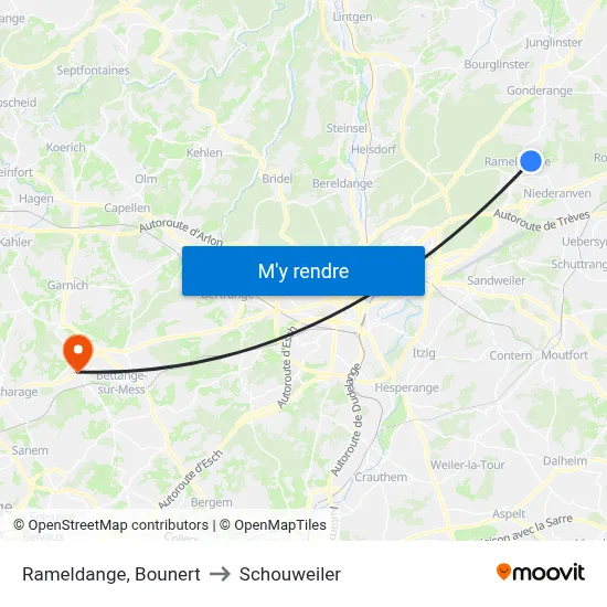 Rameldange, Bounert to Schouweiler map