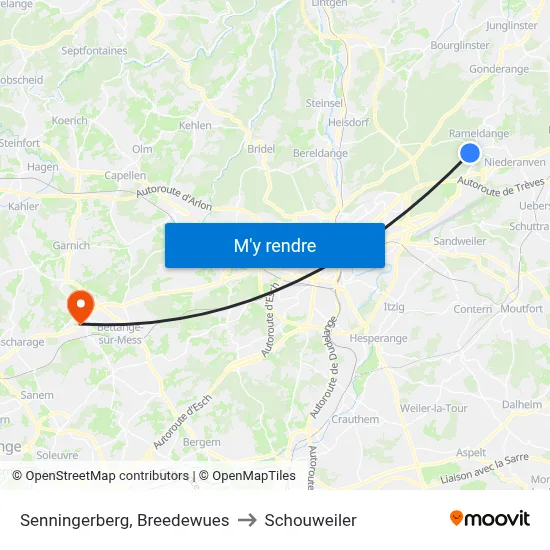 Senningerberg, Breedewues to Schouweiler map