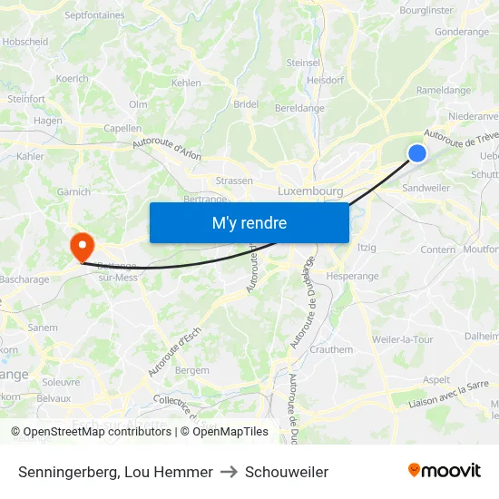 Senningerberg, Lou Hemmer to Schouweiler map