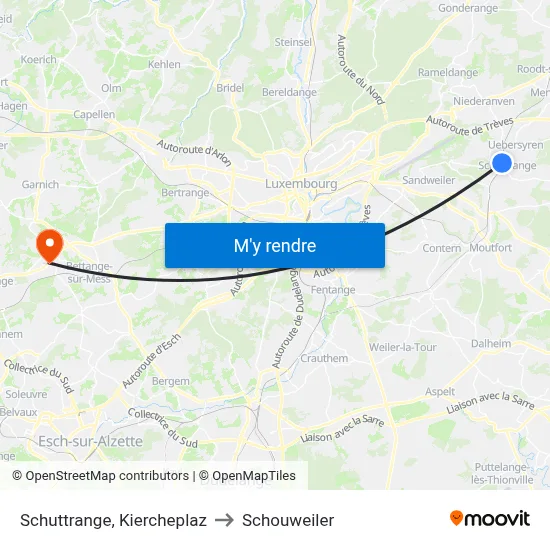 Schuttrange, Kiercheplaz to Schouweiler map