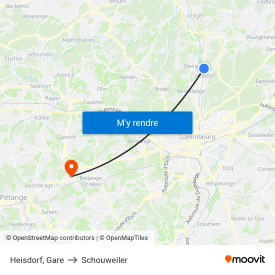 Heisdorf, Gare to Schouweiler map
