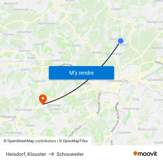 Heisdorf, Klouster to Schouweiler map