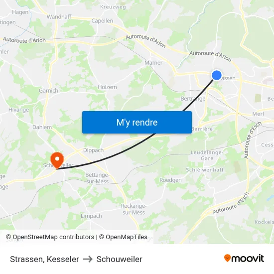Strassen, Kesseler to Schouweiler map