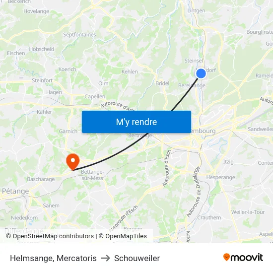Helmsange, Mercatoris to Schouweiler map