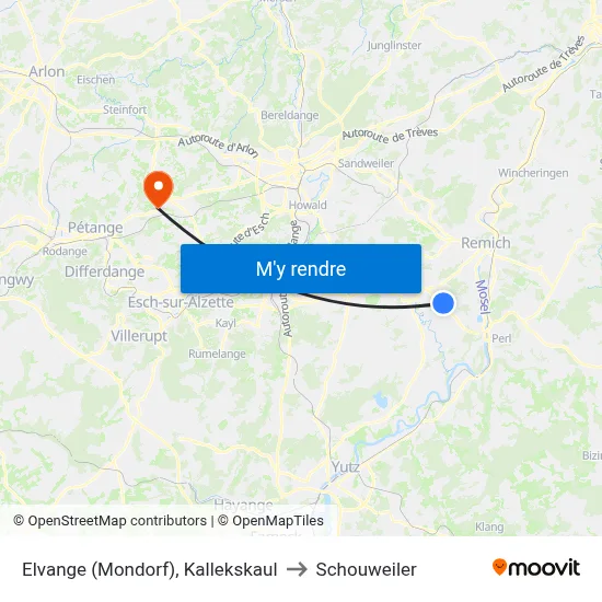 Elvange (Mondorf), Kallekskaul to Schouweiler map