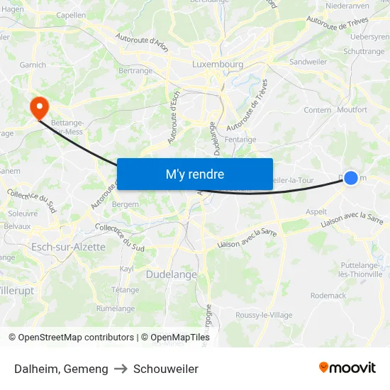 Dalheim, Gemeng to Schouweiler map