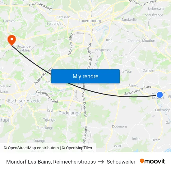 Mondorf-Les-Bains, Réimecherstrooss to Schouweiler map