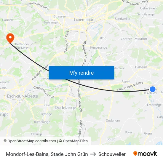 Mondorf-Les-Bains, Stade John Grün to Schouweiler map