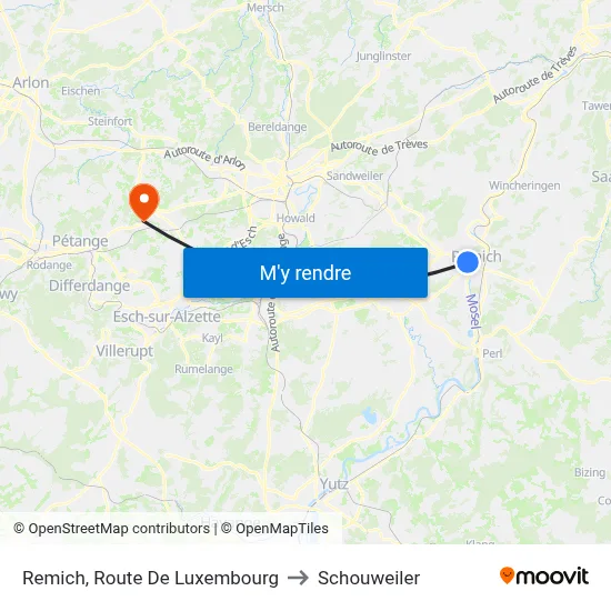 Remich, Route De Luxembourg to Schouweiler map