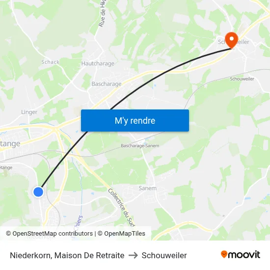 Niederkorn, Maison De Retraite to Schouweiler map