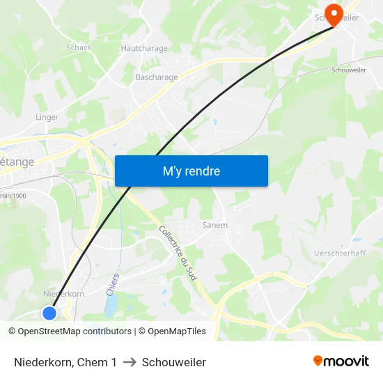 Niederkorn, Chem 1 to Schouweiler map