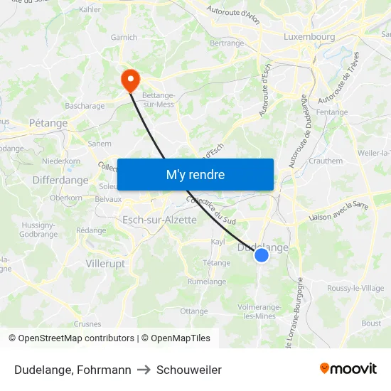 Dudelange, Fohrmann to Schouweiler map