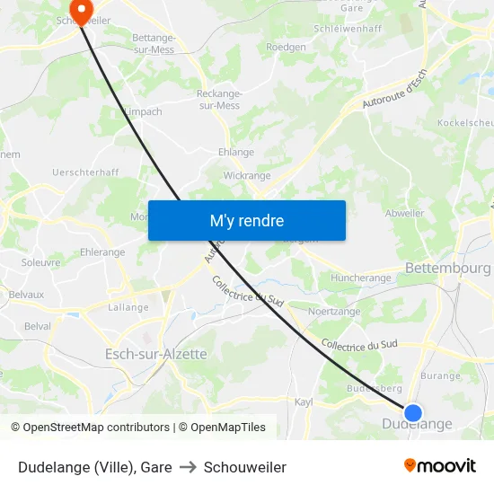 Dudelange (Ville), Gare to Schouweiler map