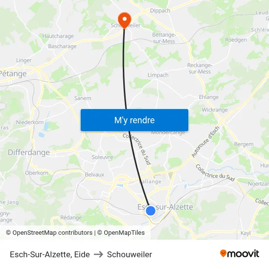 Esch-Sur-Alzette, Eide to Schouweiler map