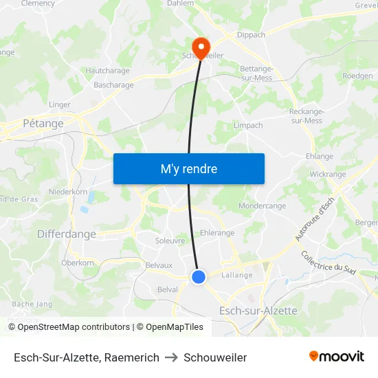 Esch-Sur-Alzette, Raemerich to Schouweiler map