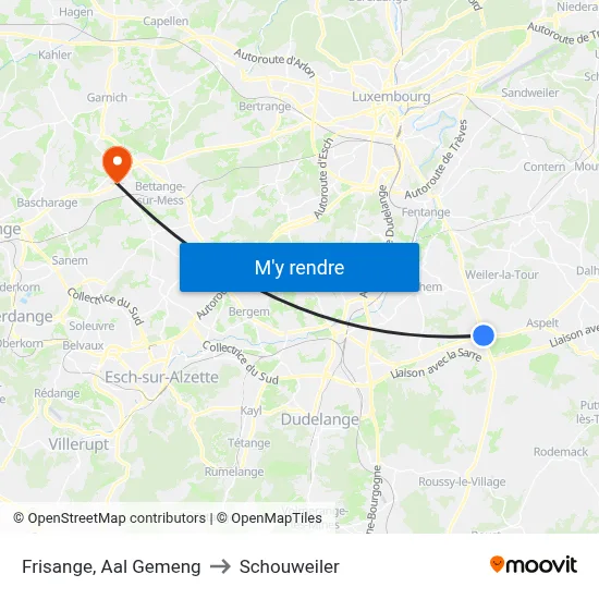 Frisange, Aal Gemeng to Schouweiler map