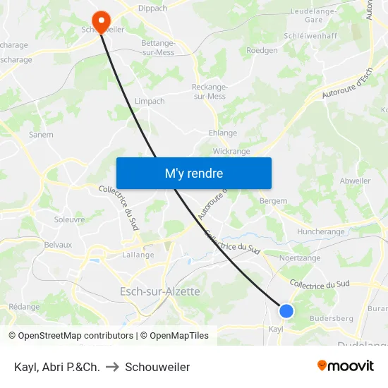 Kayl, Abri P.&Ch. to Schouweiler map