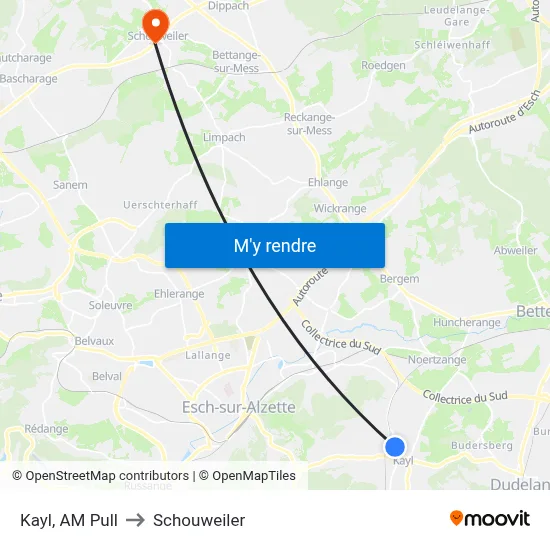 Kayl, AM Pull to Schouweiler map