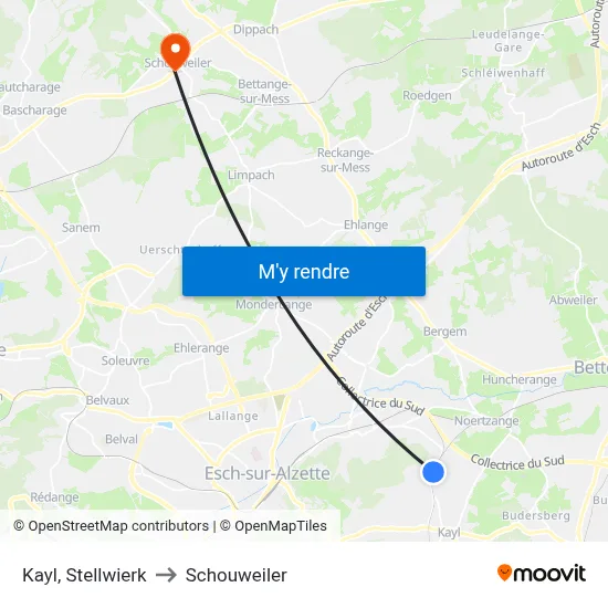 Kayl, Stellwierk to Schouweiler map
