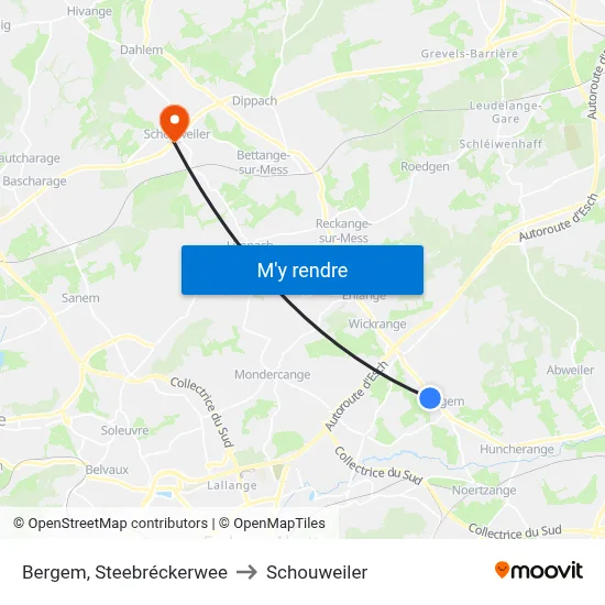 Bergem, Steebréckerwee to Schouweiler map