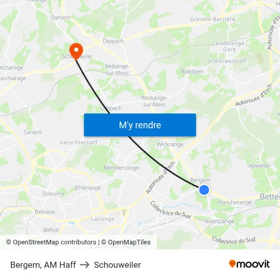 Bergem, AM Haff to Schouweiler map