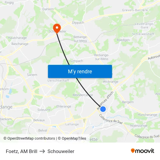 Foetz, AM Brill to Schouweiler map
