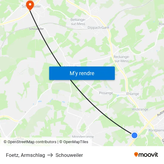 Foetz, Armschlag to Schouweiler map